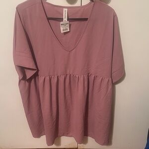 Zara Mauve V-Neck Women's Top